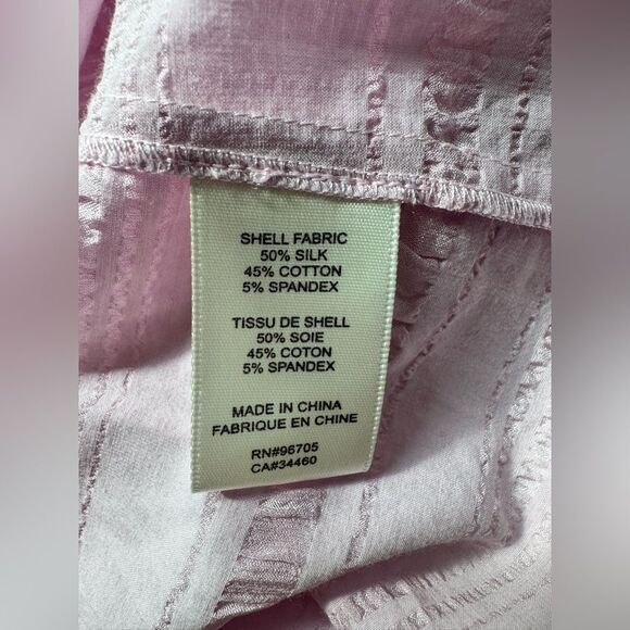 Rebecca Taylor Seersucker Stripe Pink Silk Blend Top Size M - Picture 10 of 12